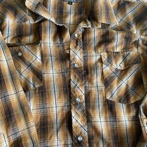 Roper Brown and Tan Plaid Button-Down Shirt